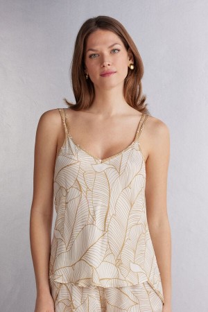 Beige Intimissimi Golden Hour Satin Camisole Women Tank Top | Ub83UwYj