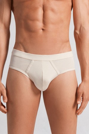 Beige Intimissimi Natural Fresh Cotton Men Briefs | l3tHDS9R