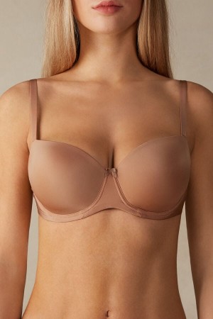 Beige Intimissimi Sofia Natural Lift Balconette Ultralight Microfiber Women Bra | nvJx84xN