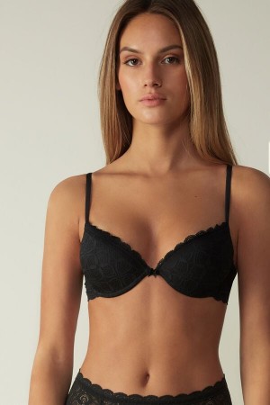 Black Intimissimi Bellissima Push-Up Lace Women Bra | i2KXN9vB