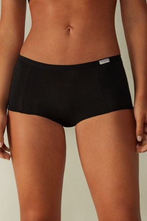 Black Intimissimi Cotton Boyshorts Women Shorts | 826IG0mm