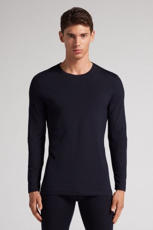 Black Intimissimi Crew-Neck Merino-Wool Men Long Sleeve | DIHqD80G