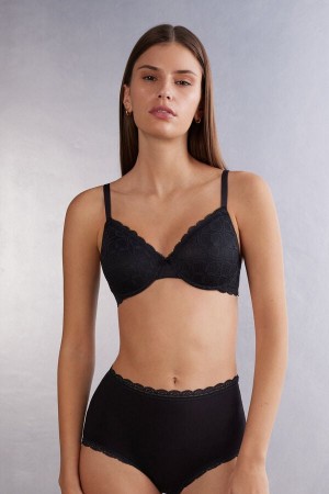 Black Intimissimi Francesca Balconette Lace Women Bra | B7Xgtmf7