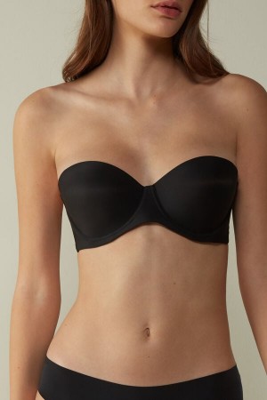 Black Intimissimi Giada Microfiber Bandeau Women Bra | aFuCNop0