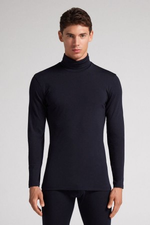 Black Intimissimi High-Neck Merino-Wool Men Long Sleeve | hzg91qSX