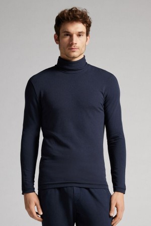 Black Intimissimi High-Neck Modal-Cashmere Men Long Sleeve | Jp36gIha