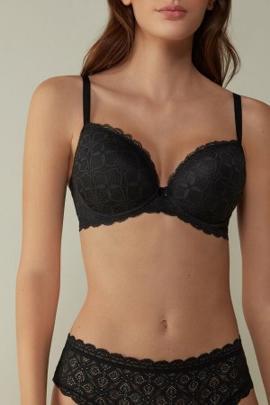 Black Intimissimi Irina Balconette Lace Women Bra | Te89IK97