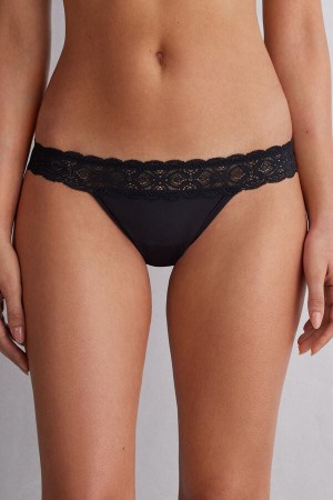 Black Intimissimi Lace And Microfiber Modifiedzilian Women Briefs | f8S9bSRD