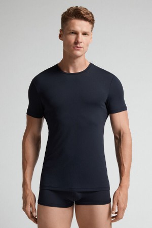 Black Intimissimi Microfiber Men T-Shirt | m4i3wSQa