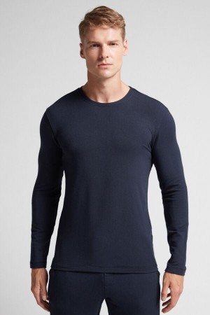 Black Intimissimi Modal-Cashmere Men Long Sleeve | XW363NDt