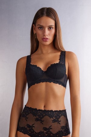 Black Intimissimi Pretty Flowers Sofia Balconette Women Bra | cDaRBBAH