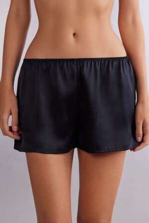 Black Intimissimi Smooth Silk-Satin Women Shorts | fhsq9Ugb