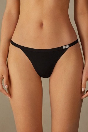 Black Intimissimi String In Cotton Women Thong | guSuT4ky