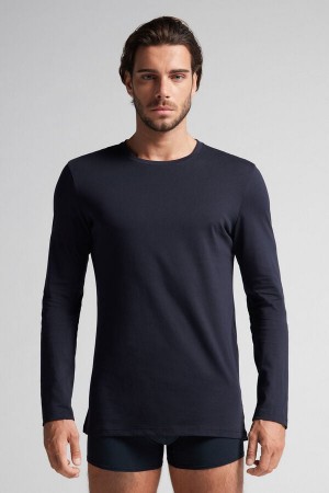 Black Intimissimi Superior Cotton Men Long Sleeve | aUDUByTB