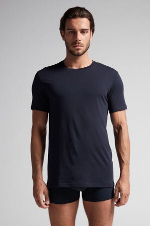 Black Intimissimi Superior Cotton Men T-Shirt | 7Fun94K4