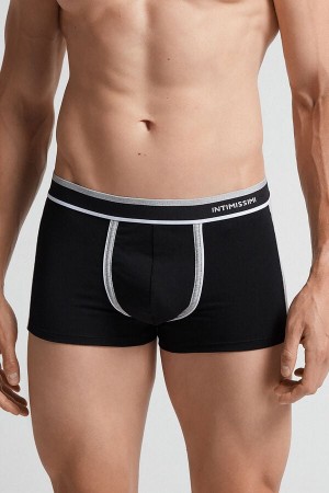 Black / Light Grey Intimissimi Two-Tone Superior Cotton Men Boxer | guNDjyvW