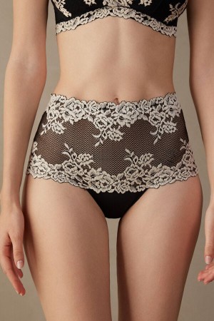 Black / White Intimissimi Pretty Flowers Hipsterzilian Women Briefs | T4t5XIte