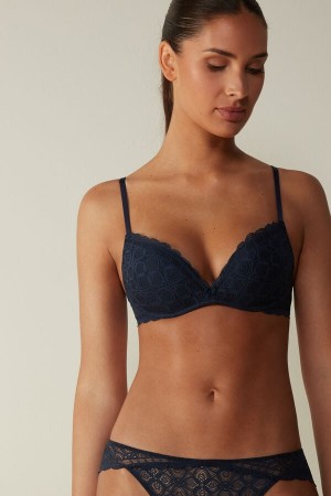 Blue Intimissimi Gioia Super Push-Up Lace Women Bra | n5lfx7jI