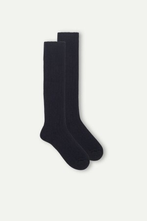 Blue Intimissimi Long Ribbed Cashmere And Wool Men Socks | RtiytQTk