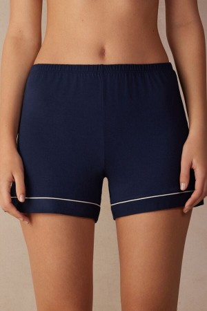 Blue Intimissimi Modal With Contrast Trim Women Shorts | nCsX5por