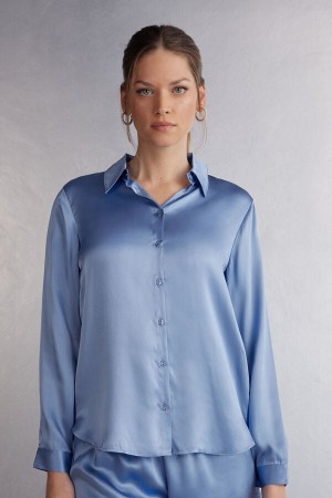 Blue Intimissimi Silk Women Shirt | SeqZ3BZs