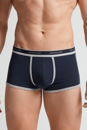 Blue / Light Grey Intimissimi Natural Fresh Cotton Men Boxer | mccyjDKb