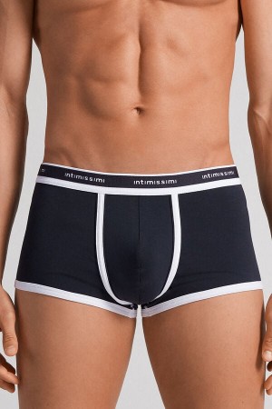 Blue / White Intimissimi Superior Cotton With Logo Men Boxer | UZksc9oX