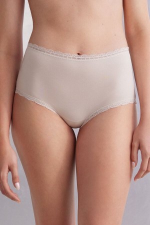 Cream Pink Intimissimi High Rise Cotton And Lace Hipsters Women Briefs | kupD05Bf