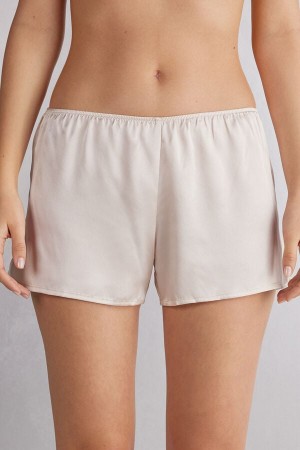 Cream Pink Intimissimi Smooth Silk-Satin Women Shorts | YZ3T6wmJ