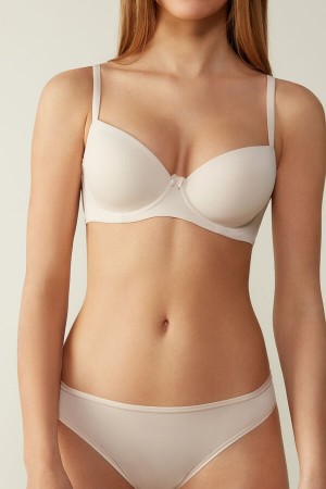 Cream Pink Intimissimi Sofia Microfiber Padded Balconette Women Bra | DHDFuSmi