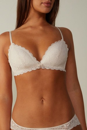 Cream Pink Intimissimi Tiziana Triangle Lace Women Bra | 5lBBDpI2