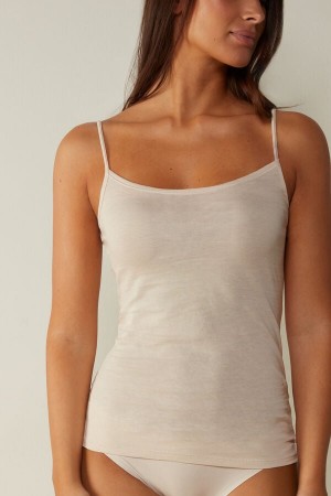 Cream Pink Intimissimi Ultrafresh Cotton Camisole Women Tank Top | JT0WulH7