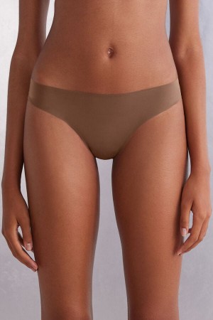 Dark Beige Intimissimi Brazilian Seamless Ultra Light Microfiber Women Briefs | vg7hGn5b