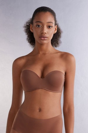 Dark Beige Intimissimi Gioia Bandeau Women Bra | c63ACxab