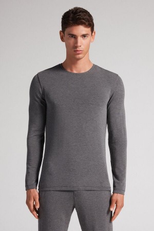 Deep Grey Intimissimi Modal-Cashmere Men Long Sleeve | eH1k9IWJ