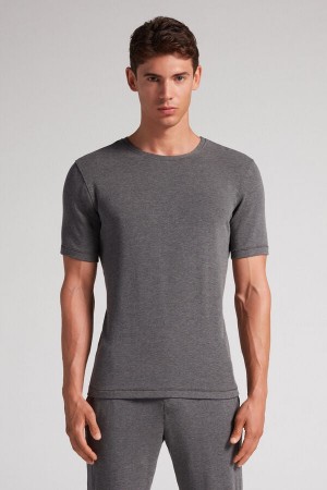 Deep Grey Intimissimi Short-Sleeve Modal-Cashmere Men T-Shirt | vWUHk9Yv