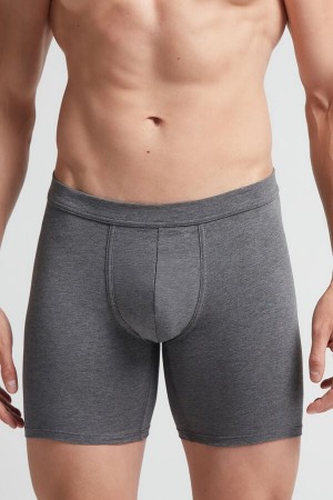 Deep Grey Intimissimi Superior Cotton Long Men Boxer | iYh2e5Bp