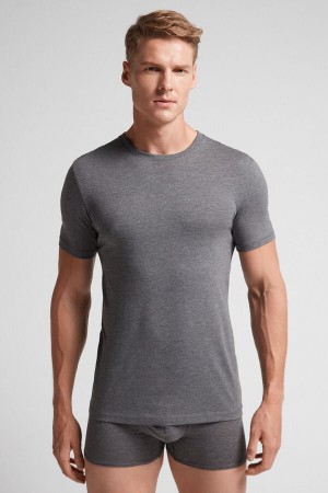 Deep Grey Intimissimi Superior Cotton Men T-Shirt | RDxUzIWb