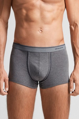 Deep Grey / Blue Intimissimi Superior Cotton With Exposed Elastic Men Boxer | SvfS207W