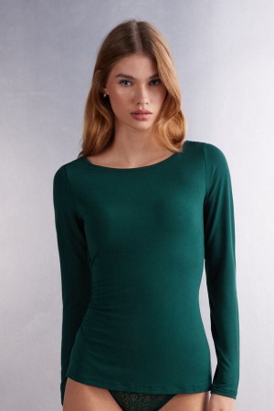 Green Intimissimi Bateau Neck In Micromodal Women Long Sleeve | BBSzh9Uz