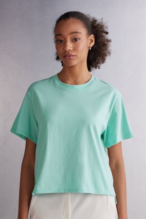 Green Intimissimi Boxy Fit Cotton Women Short Sleeve | pZsupr5u