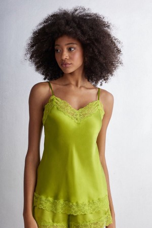 Green Intimissimi Lace And Silk Women Tank Top | wlZzZc7l