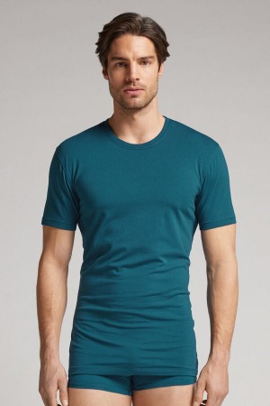 Green Intimissimi Stretch Superior Cotton Men T-Shirt | omcJAD7x