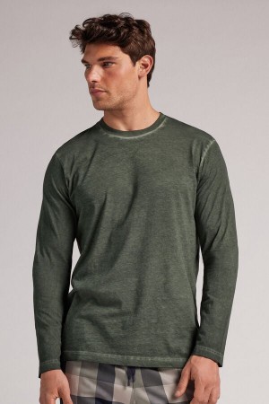 Green Intimissimi Washed Collection Cotton Men Long Sleeve | cQTZysl6