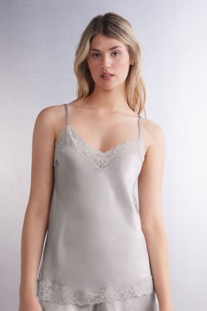 Grey Intimissimi Lace And Silk Women Tank Top | k0GwvwJ8