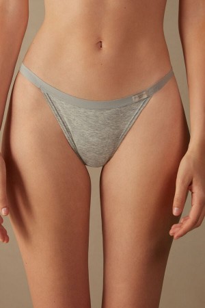 Light Grey Intimissimi String In Cotton Women Thong | JrcW7n8a