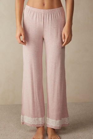 Light Pink Intimissimi Lace Trim Full Length In Modal Women Pants | HDzHeYtc