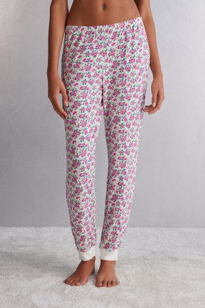 Multicolor Intimissimi Life Is A Flower Full Length Cuffed In Modal Women Pants | 6gyebas3