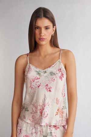 Multicolor Intimissimi Secret Garden Satin Camisole Women Tank Top | 4bUjh8vx