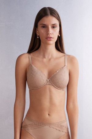 Orange Beige Intimissimi Francesca Balconette Lace Women Bra | 4g7JjpUW